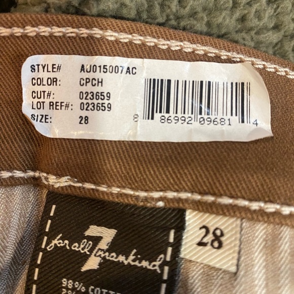 7 For All Mankind Metallic Gold & Brown Animal Print Leopard Skinny Jeans size 6 - Picture 13 of 16